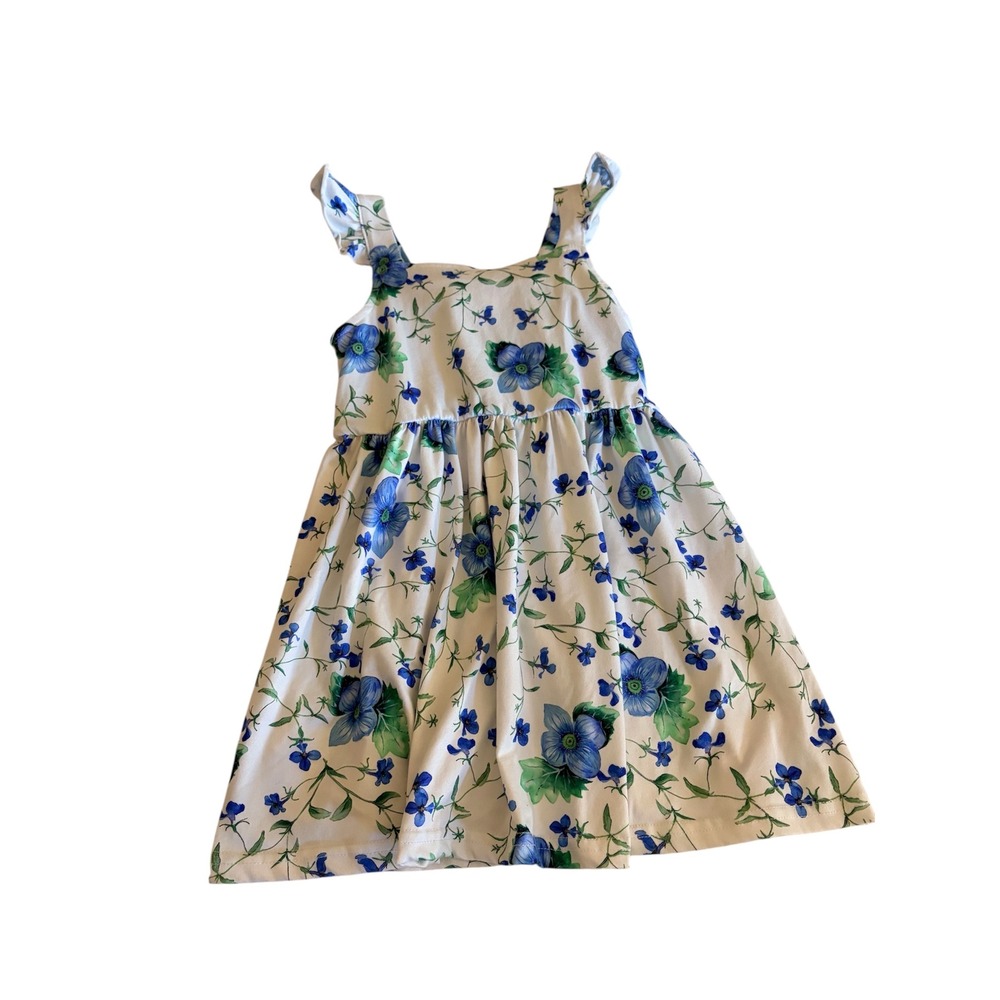 *4 for $20 Mix&Match* Little Girl's Floral Sun Summer Dress Blue White Back Knot
